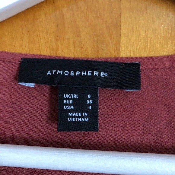 Atmosphere Blouse Top Dusty Rose Pink Crochet V-Neck Popover Boho Small Size 4 - Picture 4 of 7